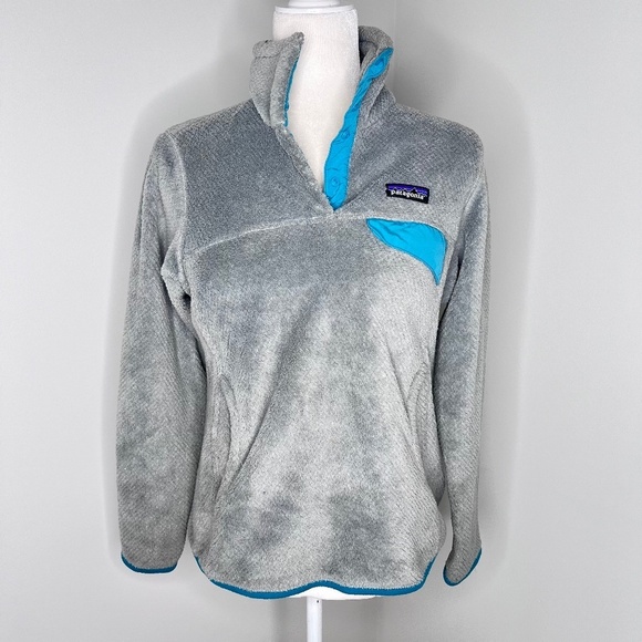 Patagonia Sweaters - Patagonia Re-Tool Gray Teal Pullover Half Snap Sweater S